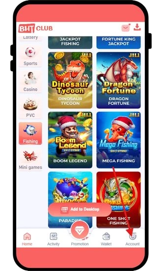 click on account tab