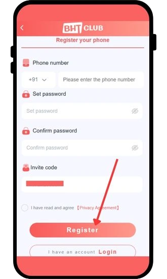 Click on register button