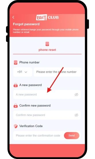 create new password to reset