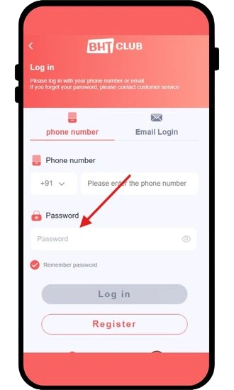 enter registered password