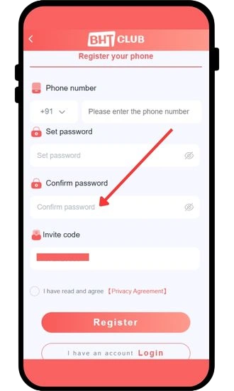 re-enter the password to confirm